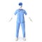 Blue doctor uniform isolated on white. 3D illustration