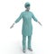 Blue doctor uniform isolated on white. Front view. 3D illustration