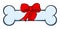 Blue Dog Bone Cartoon Simple Drawing Design With Ribbon And Bow
