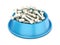 Blue dog bowl with bones, 3D