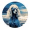 Blue Dog In Circle: Realistic Seascape Style Poodlepunk Art