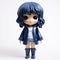 Blue Doll Wearing Rain Coat: Hyper-realistic Vinyl Toy With Short Indigo Hair