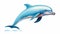 Blue Dolphin Jumping In Water: Vibrant, Teal And Orange Scientific Illustration