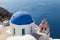 Blue dome and church bells, Santorini.