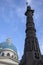 Blue dome with gilded stars of Trinity cathedral and military glory obelisk