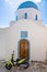 Blue dome Greek chapel in Lefkes village on Paros Island, Cyclades, Greece