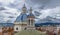 Blue Dome of Inmaculada Concepcion Cathedral and aerial view of Cuenca city - Cuenca, Ecuador