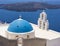 Blue domed church in Santorini, Greece