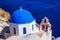 Blue domes of Santorini. Greece