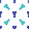 Blue Domino icon isolated seamless pattern on white background. Vector