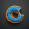 Blue donut on dark background