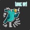 Blue doodle bird Look up - sticker