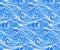 Blue doodle waves vector seamless pattern