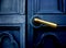 Blue door with brass handle