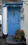 Blue Door with Geraniums