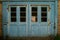 Blue door of Half timbered house in a village in Alsace