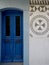 Blue doorway in greek village