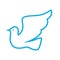 Blue dove icon. Beautiful bird, symbol of the peace