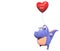 Blue dragon and big red heart-balloon