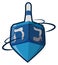 Blue dreidel or spinning top with Hebrew letters, Vector illustration