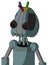 Blue Droid With Droid Head And Pipes Mouth And Black Glowing Red Eyes And Wire Hair