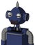 Blue Droid With Rounded Head And Dark Tooth Mouth And Two Eyes And Spike Tip