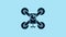 Blue Drone flying with action video camera icon isolated on blue background. Quadrocopter with video and photo camera