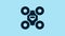 Blue Drone flying icon isolated on blue background. Quadrocopter with video and photo camera symbol. 4K Video motion