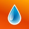 Blue drop of clean pure water icon isolated, washing sticker, fresh aqua droplet, vector illustration.