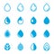 Blue Droplet Icons On a White Background