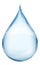 Blue droplet. Realistic water drop. Transparent blue raindrop