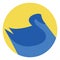 Blue duck in water, icon