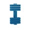 Blue Dumbbell icon isolated on transparent background. Muscle lifting icon, fitness barbell, gym, sports equipment