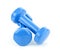 Blue dumbbell weights