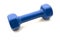 Blue Dumbell on white background weighing 2 kilograms