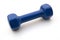 Blue Dumbell on white background weighing 2 kilograms