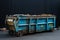 A blue dumpster, constructed from durable iron, facilitates the transport of waste