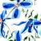 Blue durandii clematis. Floral botanical flower. Seamless background pattern. Fabric wallpaper print texture.