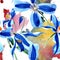Blue durandii clematis. Floral botanical flower. Seamless background pattern. Fabric wallpaper print texture.