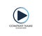 Blue dynamic multimedia play application vector logo design template