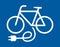 Blue e-bike charging station sign vector symbol