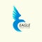 Blue Eagle attacking flight, trendy minimalistic template design for logos, emblems, symbols.