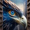 The blue eagle statue stood proudly in the lobby of the building, its wings spread wide and its eyes gazing out at the visitors