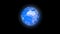 Blue Earth revolves around its axis on a black background.