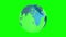 Blue earth spinning on green background