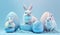 Blue Easter cute rabbit egg symbol. colorful animal Generated AI