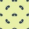 Blue Easter eggs icon isolated seamless pattern on yellow background. Two eggs cracking each other. Happy Easter. Vector