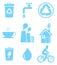 Blue Ecology Saving and Warning Isolated Icons Set