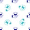 Blue Education grant icon isolated seamless pattern on white background. Tuition fee, financial education, budget fund