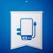 Blue Electric boiler for heating water icon isolated on blue background. White pennant template. Vector